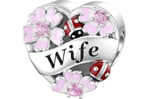 LANBEIDE Family Charms, 925 Sterling Silver Love Heart Flower Charms Bead fit Pandora Bracelet Mom Sister Friends Wife Charms Present for Women