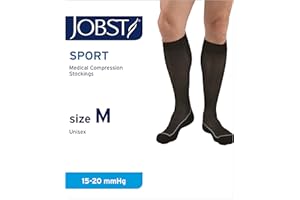 JOBST Calcetines deportivos de compresión hasta la rodilla para amantes de los deportes, compresión deportiva de 15 a 20 mmHg, diseño unisex, negro fresco, talla M