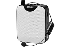Amplificador de Voz portatil inalambrico con Auriculares de micrófono UHF shidu Recargable Sistema de megafonía amplificadores Voz con Mini Altavoz micrófonos para Profesores formación guía turístico