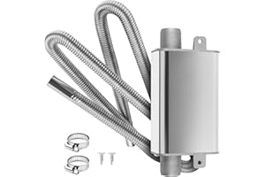 MaxEarn Piccolo silenziatore di aggiornamento con tubo di scarico da 200 cm per generatori di corrente, tubo di scarico auto in acciaio inox, tubo di scarico con 2 clip per riscaldamento Ebespacher