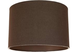 Contemporary and Sleek 12 Inch Dark Chocolate Brown Textured Linen Fabric Drum Lamp Shade 60w Maximum | 30cm Diameter | for Table Lamp or Pendant by Happy Homewares