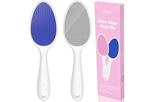 YOMANTA 2 en 1 Lima Para Pies Nano Vidrio - Lima Pies y Removedor con Mango Largo, Elimina Durezas y Callosidades, Foot File Suave Profesional, Uso Húmedo/Seco - Azul