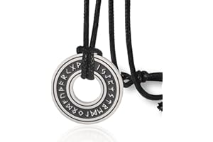 VASSAGO Collar de runas vikingas nórdicas vintage corsario rúnico anciano Futhark anillo círculo talismán colgante cadena de cuero joyería de regalo vikinga para hombres y mujeres