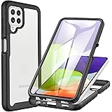 CENHUFO Cover Samsung A22 4G /M22 /M32 4G, Custodia Antiurto 360 Gradi con Protezione Schermo Rugged Doppia Bumper Trasparent