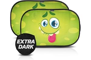 CARAMAZ Dziecięcy parasol do auta z certyfikowaną dodatkowo ciemną ochroną UV - Samoprzylepny, ochrona dla niemowląt i zwierząt, 2 parasole dla niemowląt M/L 50x30 cm