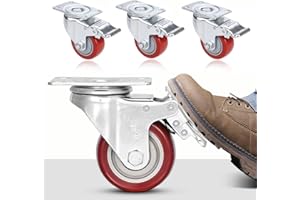 Himimi Lot de 4 Roulette Charge Lourde de 75mm, Roulettes Pivotantes avec Frein d'une Capacité de Charge de 400 kg, Roulettes de Transport à 360°, Roulettes pour Meubles Adaptées à Tous Types de Sols