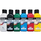 Rich Texco Akrilik Boya Seti 6 Renk, 130 ml | Su Bazlı, Hızlı Kuruyan, Toksik İ&ccedil;ermez, Tuval, Ahşap, Taş, Seramik, Karıştırıl