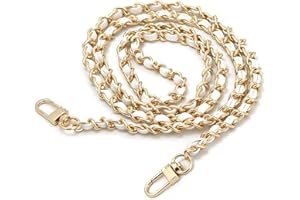 LUFDEGIM Taschenkette,Handtasche Kette Metall Ersatz Trageriemen Kette 120cm Kettenriemen Schultergurt für Damen Handtaschen Schulterriemen Tragegurt Metall Ketten Taschenzubehoer (Gold/Weiß)