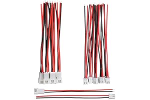 Hyber&Cara JST XH 2,54mm 2-pinowe złącze męskie i żeńskie z przewodem elektrycznym 10 cm 22 AWG izolowane silikonem, zestaw 40 szt