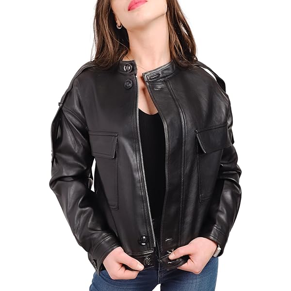 Giacca In Ecopelle QUEEN HELENA | Stile Coreano Corto | Giacchetta Biker Donna | Taglia S Nero - Foto 7