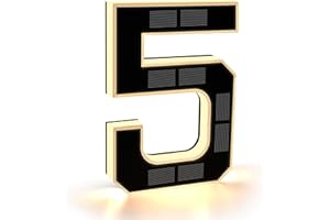 CARPESUN Solar Números Para Casas Iluminación Impermeable Para Exteriores, Negro Numeros Casa Exterior, Número de Puerta (5 - Negro, 23 cm)