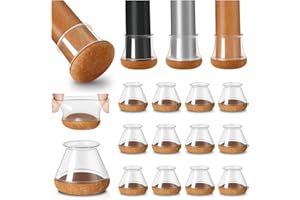 YOZON 20 piezas Protector Patas Sillas Redondo, Protectores de Suelo para Patas de Silla, Silicona Tapas de Piernas de Silla Con almohadilla de Fieltro engrosada (Transparente, Fit 20-30mm)
