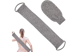 CEZKFH Rückenschrubber, 2 Stück Peeling Waschlappen Rückenschrubber Rückenbürste, Rückenschrubber, Fußbürste mit Bimsstein zur Natürlichen, Schrubbertuch mit Handschuhen für Rücken