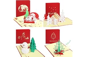 Viosmut Biglietti Natalizi Cartoncini Natalizi 4 Pezzi Biglietti Auguri Natale con Buste Natale Vintage Christmas Cards Piccoli Babbo Natale Regalo per Genitori Amico