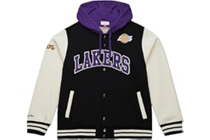 Mitchell & Ness Courtside Fleece NBA Vintage College giacca con cappuccio, maniche a contrasto, chiusura a pressione, uomo, donna, bambini, unisex, primavera, estate, autunno, inverno