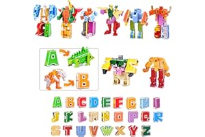 OBEST 26 Stück Alphabet Roboter, A-Z Buchstaben Transformer Spielzeug, für Kinder ABC Englische Lernen, DIY Dinosaur/Tiere/Roboter Educational Deformation Toys, Geburtstagsgeschenk für 6+ Jahre Kinder