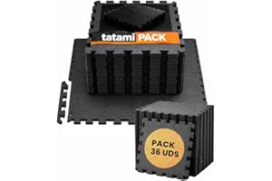 JARDIN202 - Esterilla Puzzle para Suelos de Gimnasio y Fitness | Protección de Goma Espuma, Tatami Puzzle Expandible 30x30cm (10mm) | 36 Uds | 3,24 m² (Negro)