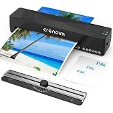 Crenova Laminator with 11 pouches | Hot and Cold Mode, Laminator with Guillotine, Ideal for School Office Photo Studio, Black