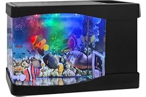 YATOSEEN Lampe D'aquarium LED, Lumière 3 Couleurs Mini Aquarium Deco, Fonds D'aquarium Colorés – 3 Poissons Artificiels, Convient pour Bureau, Chambre à Coucher, Salon, Cadeaux pour Enfants ou Chat