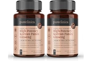 Pureclinica Koreanischer Panax Ginseng 10.000mg x 360 Tabletten (2 Flaschen à 180 Stück) - 12 Monate Vorrat