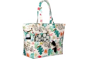 HARNYLOOM Beach Bag With Zip, Large Waterproof Travel Beach Bags for Women Accessories Picnic Summer Vacation Gym Holiday Tote Foldable Swimming Outdoor Shopping