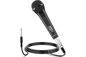 talomen Microfono Dinamico Cardioide con Cavo – Microfono a Mano per Canto, DJ, Karaoke, PA, Amplificatore, Esterni, con Cavi XLR da 6 m e 2 m, per Studio o Voce Live – L52 nero