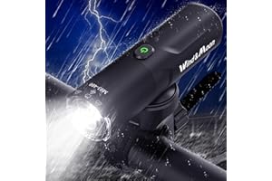 WIND&MOON Lampe Frontale de Vélo, Lentille Pivotante Détachable, Lampe de Vélo Rechargeable par USB, Lampe de Vélo étanche, Guidon pour Vélos et Scooters