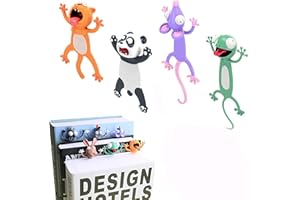 NIHEXO 4PCS Wacky Bookmark Palz - 3d Stereo Kawaii Cartoon Bookmark, 3D Animal Wacky Bookmarks, Cute Book Marks for More Fun Reading