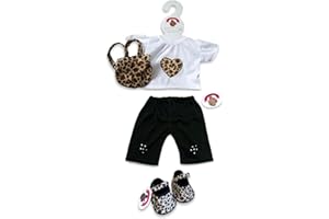 Build Your Bears Wardrobe Borsa per vestiti con orsacchiotto leopardato e scarpe per Build a Bear (nero)