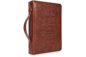Haobin Classic Bible Cover, Large Bible Book Cover Church Bag Carrying Case Leather Bible Cover Case Protective with Handle, Bible Cover for Men, Women, Father, Mother, Friends Gifts