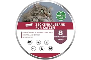 ROAMROVER 2Pcs Collier Anti Puces pour Chat – À l'huile Essentielle Naturelle, Protection 16 Mois Contre Puces & Tiques – Prévention des Infections sans Produits Chimiques