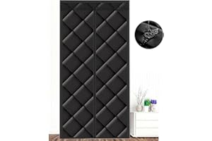 ZHhan Magnetic Thermal Insulated Door Curtain, Energy-Saving Privacy-Protecting Windproof,with Waterproof Cotton Curtain for Heater Room, Living Room,Easy to Insulated（Dark Black,100x210cm）