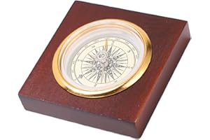01 02 015 Boussole Cadeau Vintage, Plusieurs activités de Plein air applicables Boussole Vintage en Alliage d'aluminium avec boîte en Bois pour la randonnée pour la pêche pour la Chasse pour Le