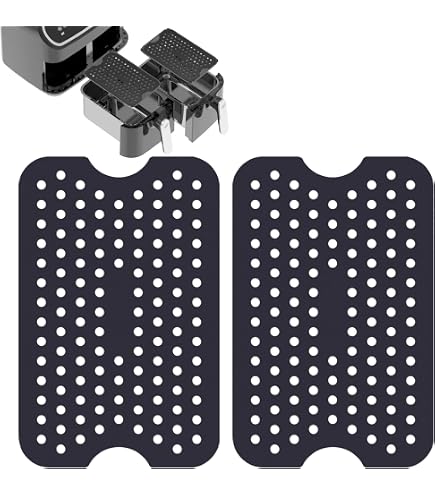 Luftfritteusen-Einlagen Aus Silikon – 4 Stück (2x Rot, 2x Schwarz) | Perforiert, Hitzebeständig Bis 220°C, Wiederverwendbar | Für Airfryer, Ofen, Mikrowelle
