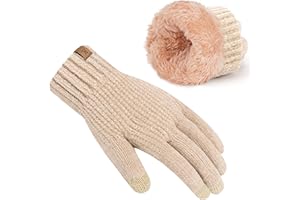 Bequemer Laden Mujeres Invierno Guantes Tactiles Termicos Chenilla Doble Forro Guantes de Punto para Clima Frío Regalo Mujer