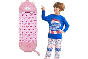 UIHECTA Saco de Dormir Infantil con Almohada 2 en 1 Plegable al Estilo Animal, Saco de Dormir para niños, Saco de Dormir con Almohada para niños, niñas y niños pequeños de Camping