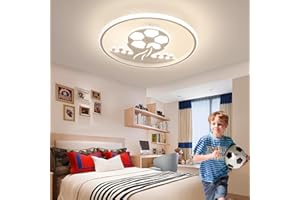 Kuwork Lampara Techo Infantil: Plafon LED Techo 32W con Mando a Distancia - Futbol Luces 3000K-6000K Regulable con Luz Nocturna y Temporizador para Habitación Niños y Dormitorio Juvenil, Ø30CM