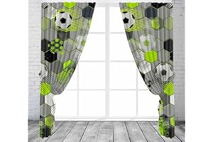 De Lavish Kids Children Boys Football Pinch Pleat Panel Curtain Pair Set 66" Wide x 72" Drop, Stamp Grey