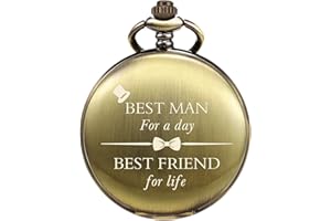 TREEWETO Orologio da Tasca Personalizzato con Incisione Best Man al Quarzo - Fobwatch, Regalo di Nozze per Testimoni di Sposo, Bronzo