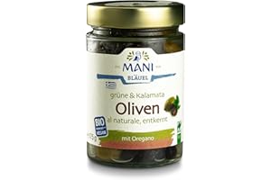 Mani Bläuel Bio MANI Grüne & Kalamata Oliven al naturale, entkernt (2 x 175 gr)