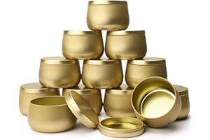 GUKASXI Lot de 12 contenants de bougie, 8Oz 240ML Pots à Bougies boîtes à bougies Fournitures de Fabrication de Bougies à Faire Soi-même boîtes à bougies en métal pour la fabrication de bougies, artisanat