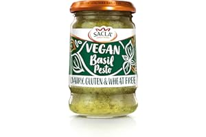 Sacla Italian Vegan Basil Pesto - Perfect with Pasta, Pizza, Garlic Bread and Tagliatelli - Made with Fresh Basil Leaves, Pine Nuts and Olive Oil - 190g (Pack of 1)