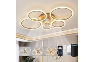 ycwdcz Deckenleuchte mit Ventilator Kompatibel mit Alexa, Google Assistant, Ring Deckenventilator mit Beleuchtung Leise, Dimmbar, 6 Stufen, DC Motor, Winterbetrieb, Moderne Ventilator Lampe Decke