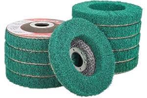 NuoDunco 10Pcs 4-1/2" Nylon Fiber Flap Disc Polishing Grinding Wheel, 4.5" x 7/8" Abrasive Grinding Discs, 180 Grit Buffing Wheel Scouring Pad, for Rust Removal and Cleaning