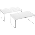 Amazon Brand - Solimo Multi-Purpose Plastic Countertop Stackable Racks (2-Layered, White, Tiered Shelf)