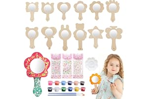 SYNYEY KAYEF 12 Pièces Miroir Princesse en Bois, Miroir Hobby en Bois, Miroir Hobby Créatif, Miroir Hobby en Bois, Miroir Hobby Créatif Miroir Princesse en Bois peint