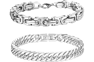 QJFHURB 2 Pcs Bracciali Uomo Acciaio Inox Catena Bracciale