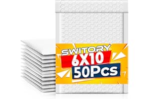 Switory 50 szt. A5 15,3 cm x 26,9 cm, różne kolory, koperty bąbelkowe, wyściełane koperty z podszewką bąbelkową, do pakowania (białe)