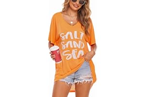 AI'MAGE Damen Strandkleid Bikini Cover Up Sommer Strandponcho Bademode V-Ausschnitt Strand Lose Vertuschen Shirt mit Drucken