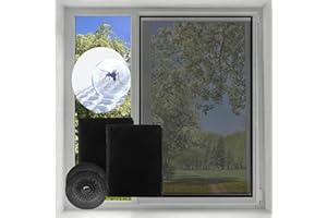Bokaiya Mosquito Net for Window, DIY 2 Pack, Fly Screen for Window, 1.3x1.5m Universal Fiberglass High Density Window Screen, Insect Mesh with Presh Tool, Self-Adhesive Tape, Keep Bugs Flys Out, Black